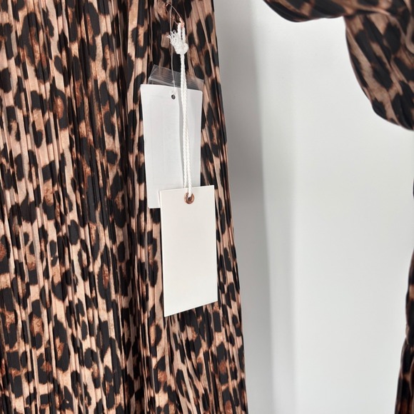 NWT Good American Plisse Leopard Long Sleeve Button Down Shirt Oversized Sz L/XL - Picture 5 of 14